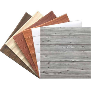 Wood look vinyl foam wallpaper self adhesive wallpaper grey for sitting room