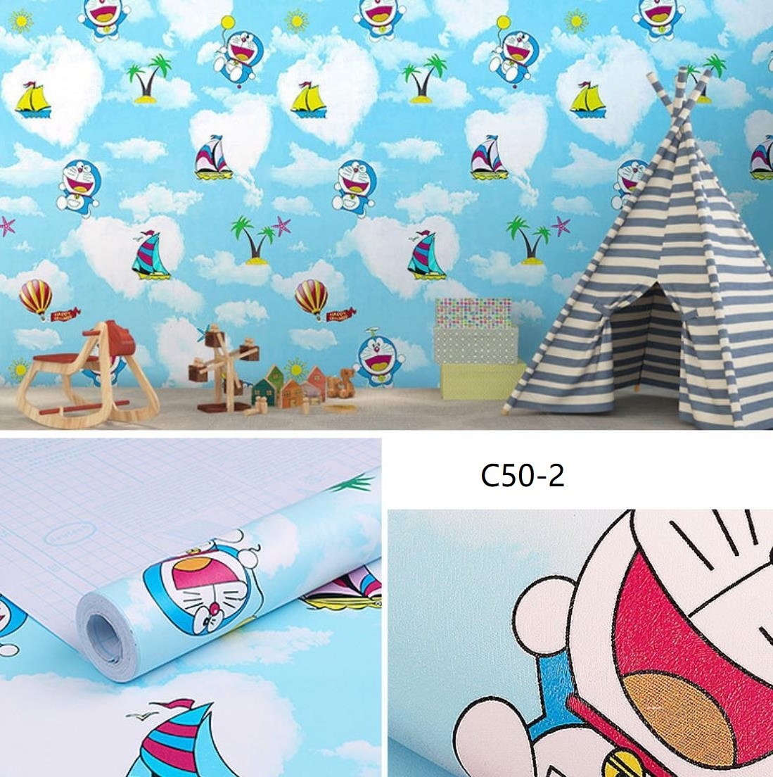 Blue film wallpaper stickers pvc  removable wallpaper boys for child room