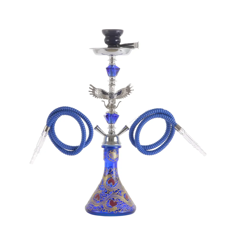 Double Hose Hookah Shisha Pipe Pipes for Smoking Tobacco Ceramic Bowl Tongs Complete Traditional Home Hookah Set