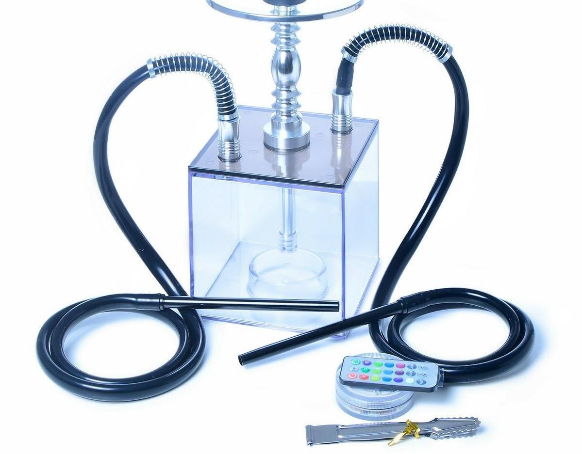 Cheap 2 Hose Hookah With Led Cubic Shisha Hookah With Cage Classic Hookahs