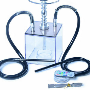 Cheap 2 Hose Hookah With Led Cubic Shisha Hookah With Cage Classic Hookahs