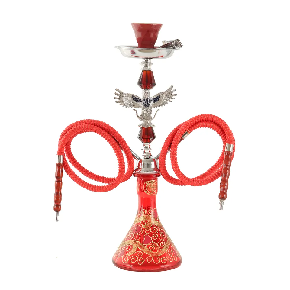 Double Hose Hookah Shisha Pipe Pipes for Smoking Tobacco Ceramic Bowl Tongs Complete Traditional Home Hookah Set