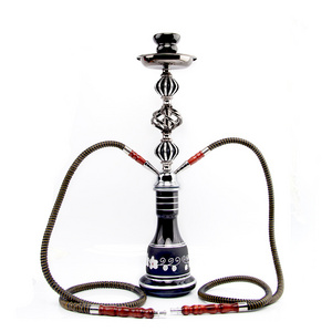 Medium Arabic Hookah Set Glass Hookah Accessories Double Tube Black Gift BOX Mirror Hookah Shisha Glass Pipes for Smoking Glass