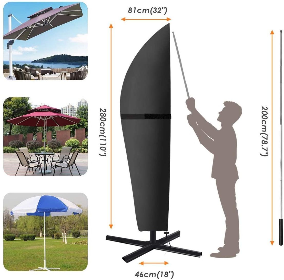 custom logo 210d Patio Parasol Beach Waterproof Umbrella cover Garden Outdoor Umbrella Cover with Zipper