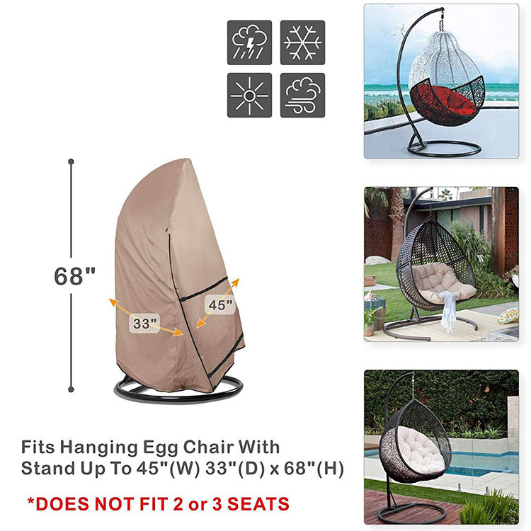 custom color 600D Heavy Duty Water Resistant Outdoor Patio Hanging Chair Cover Wicker Egg Swing Chair Covers