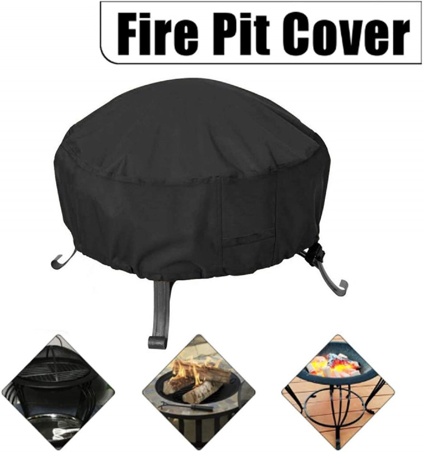 Foldable Portable 210d Polyester Heavy Duty Round Customized Waterproof Patio Fire Pit Cover