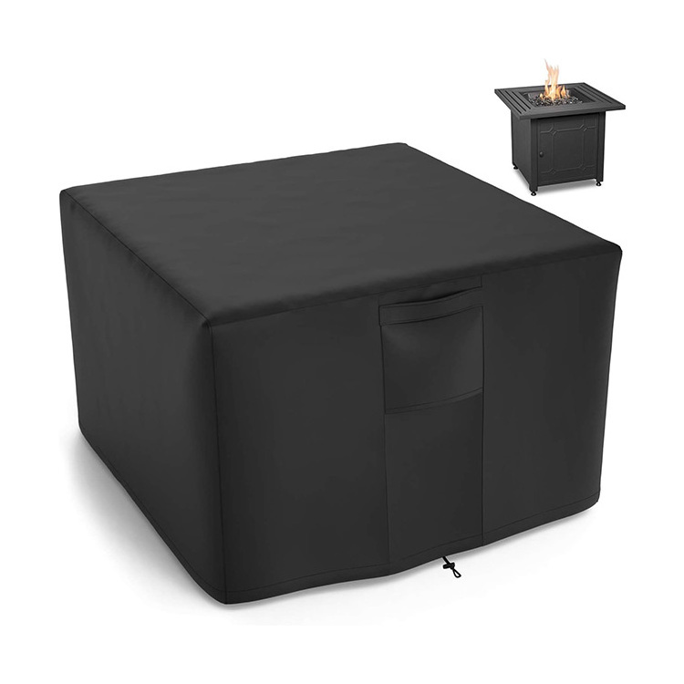 Waterproof Heavy Duty Windproof Black Square Gas Fireplace Fire Pit Table Cover Patio Fire Pit Table Cover