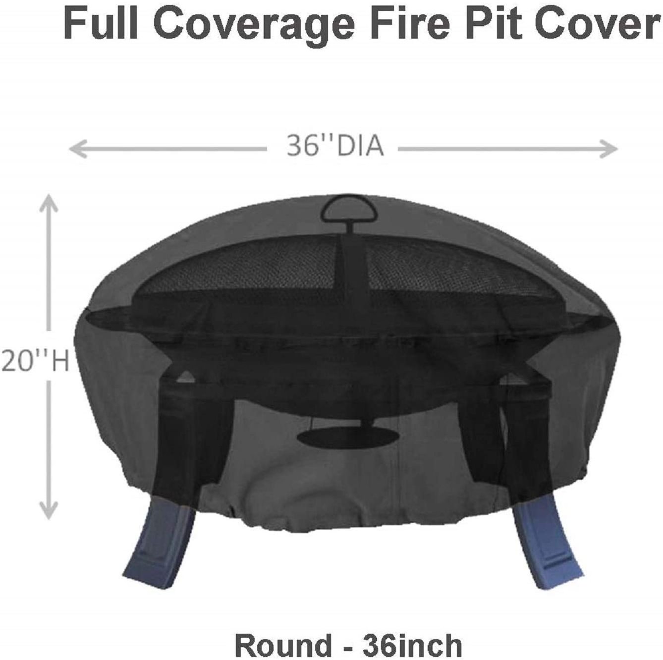 Foldable Portable 210d Polyester Heavy Duty Round Customized Waterproof Patio Fire Pit Cover