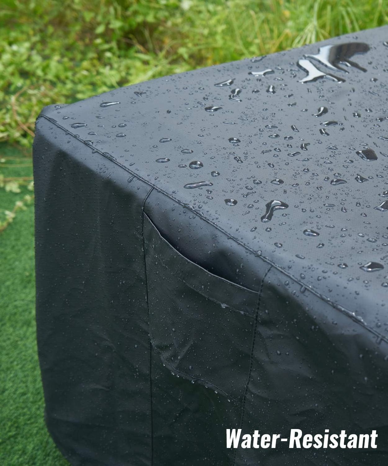 Waterproof Heavy Duty Windproof Black Square Gas Fireplace Fire Pit Table Cover Patio Fire Pit Table Cover