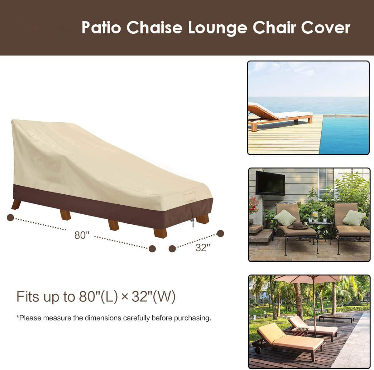 custom color Durable 600d Polyester Oxford Waterproof UV Protect Outdoor Lounge Chair Cover Chaise Lounge Cover