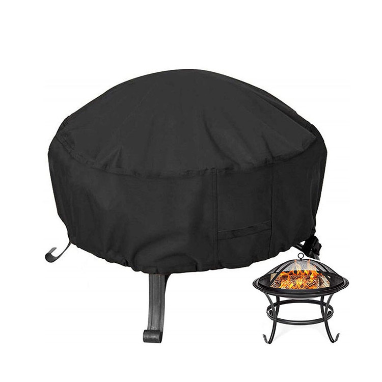 Foldable Portable 210d Polyester Heavy Duty Round Customized Waterproof Patio Fire Pit Cover