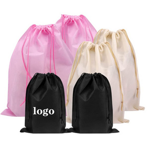 Wholesale sturdy travel clothes shoes storage dust laundry backpack non woven drawstring bags custom logo