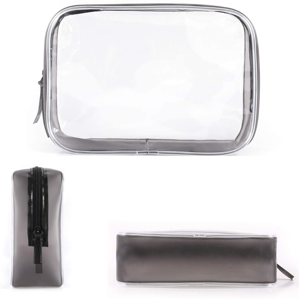 Personalized Transparent Nylon Zipper Pouch Female Portable Clear Toiletry Bag PVC Cosmetic Bag Makeup