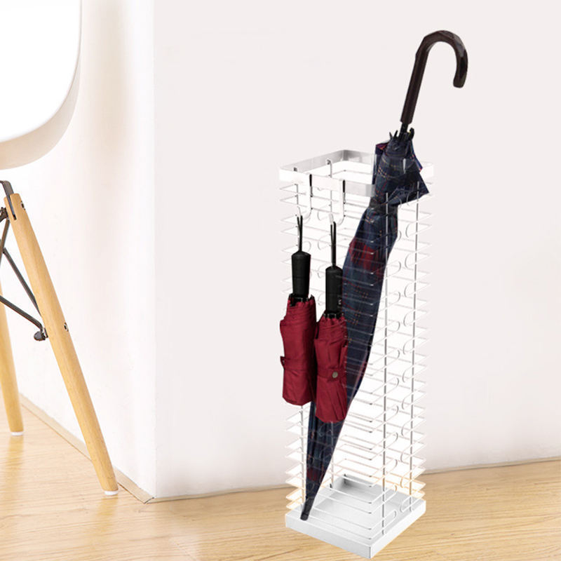 Household Business Metal Umbrella Drying Holder Stand With Hook Umbrella Storage Rack With Removable Base Drip Tray