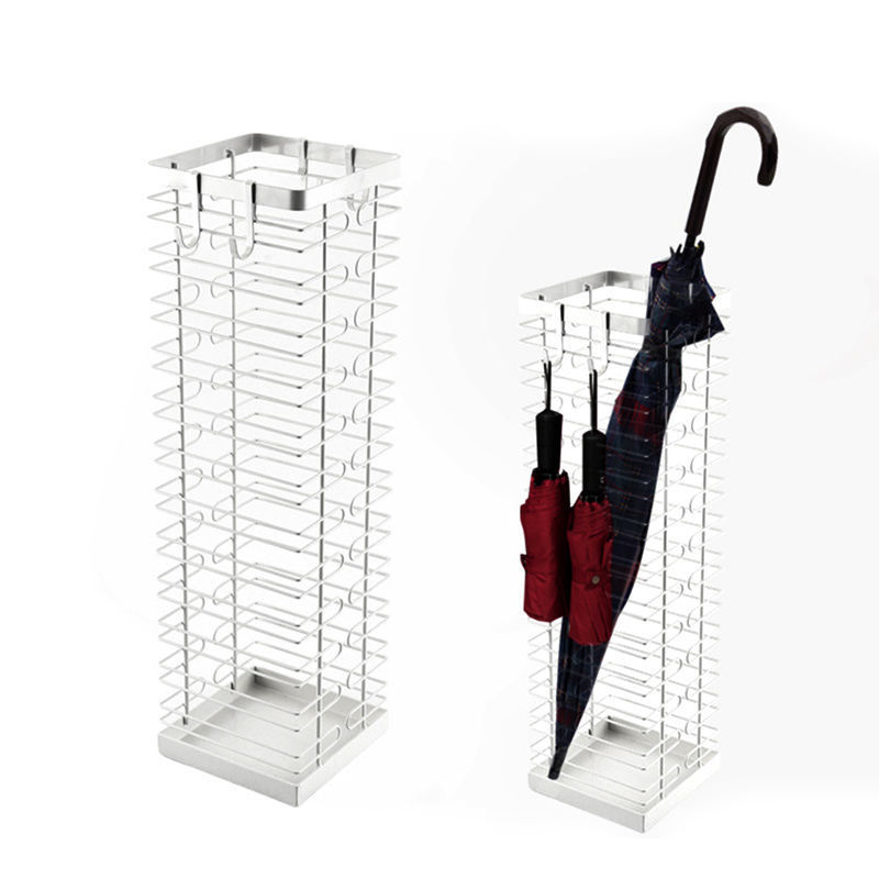 Household Business Metal Umbrella Drying Holder Stand With Hook Umbrella Storage Rack With Removable Base Drip Tray