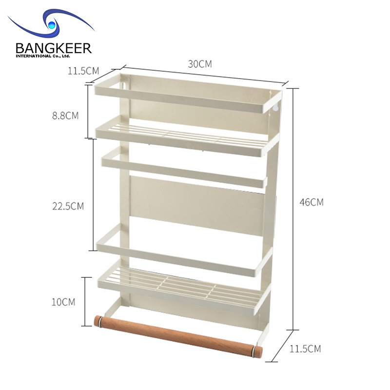 Household Refrigerator Magnetic Storage Rack Space Saver Kitchen Fridge Side Shelf Organizer Spice Display Holder Towel Shelf