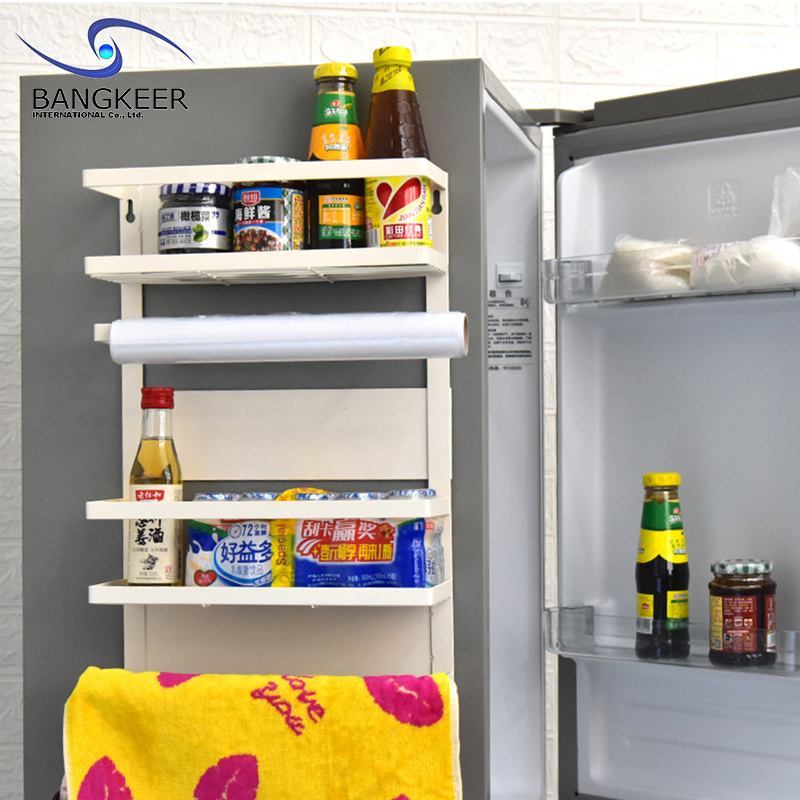 Household Refrigerator Magnetic Storage Rack Space Saver Kitchen Fridge Side Shelf Organizer Spice Display Holder Towel Shelf