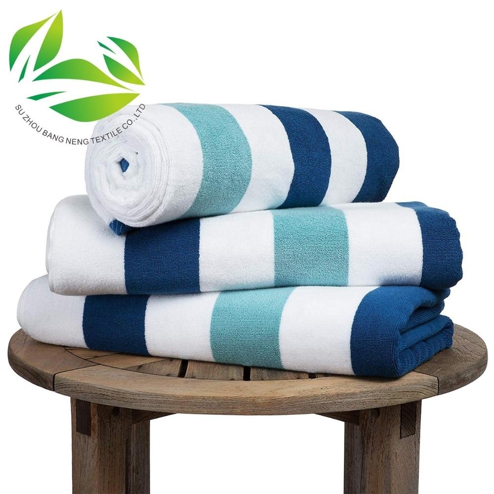 Swim Pool High Quality Super Large Sand Free Custom Print 100% Cotton Stripe beach cotton towel