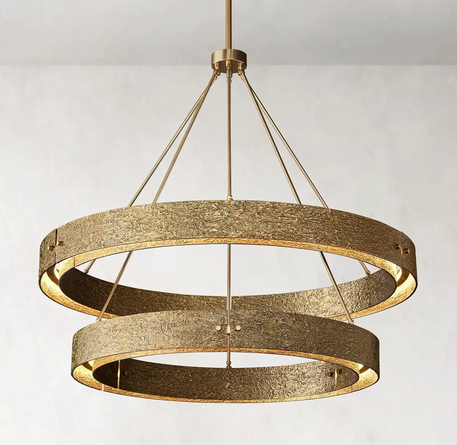 Customized modern American style chandelier industrial hand formed solid brass two layer round LED chandelier