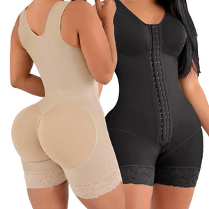 2023 Custom Design High Compression Shapewear Post Surgery Bodysuit Fajas Colombianas With Zipper Crotch