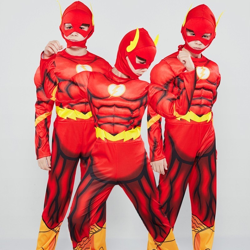 Hot Sale Movie Boys Captain Kids Long Sleeve Muscle Jumpsuits Halloween Child Cosplay Super Hero cosplay clothes