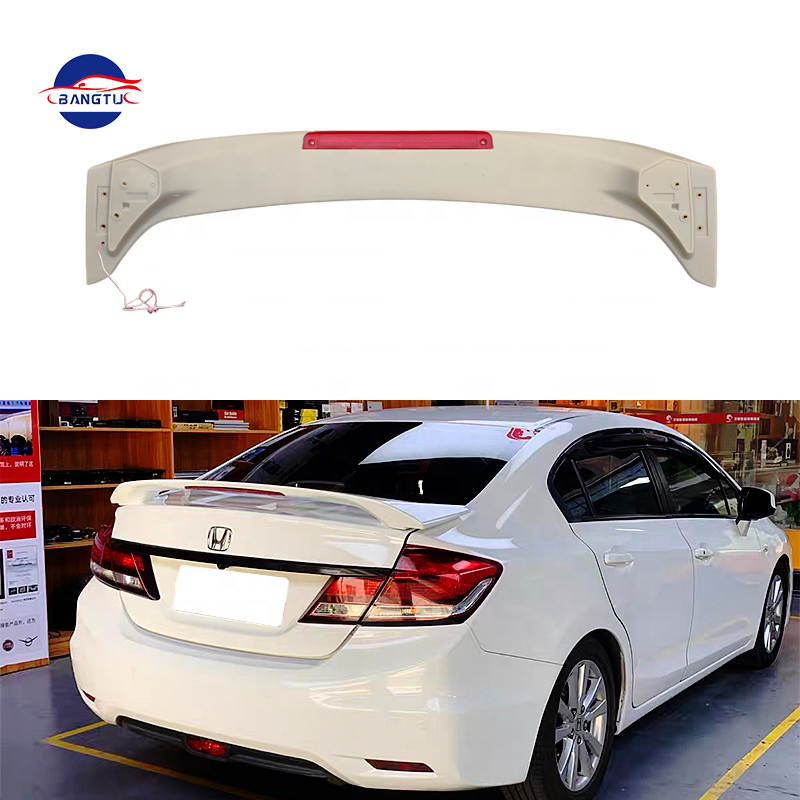 Hot Sale ABS Plastic Carbon Fiber with Lamp Rear Boot Spoiler for Honda Civic 8th Gen 2006 2007 2008 2009 2010 2011