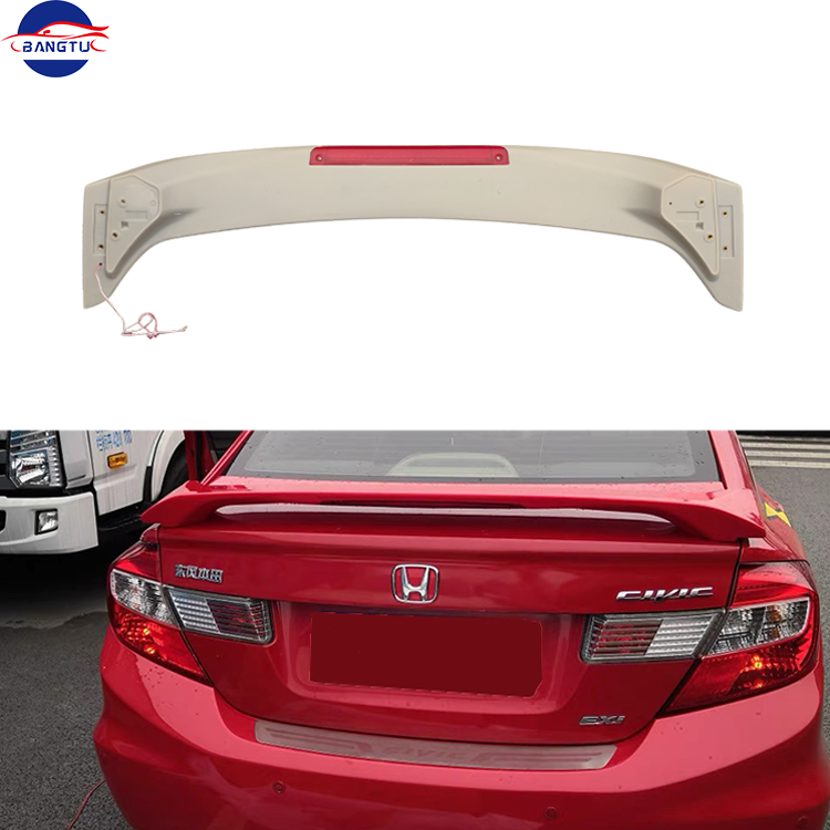 Hot Sale ABS Plastic Carbon Fiber with Lamp Rear Boot Spoiler for Honda Civic 8th Gen 2006 2007 2008 2009 2010 2011