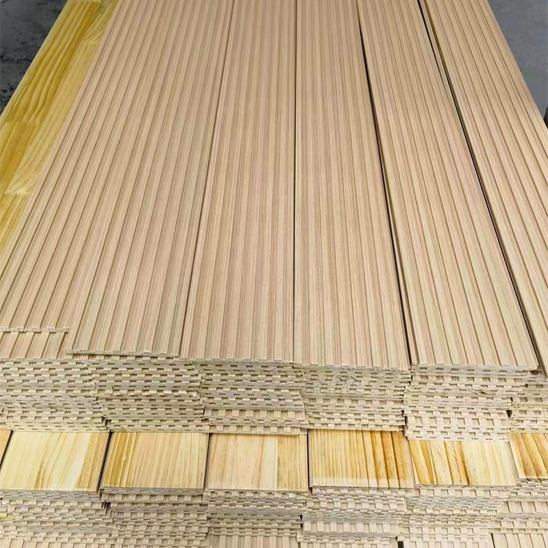 3D MDF Wall slat PVC Wood Cladding solid Pine wood wainscot Wall Panel For Interior Decoration Fluted Wall Panels