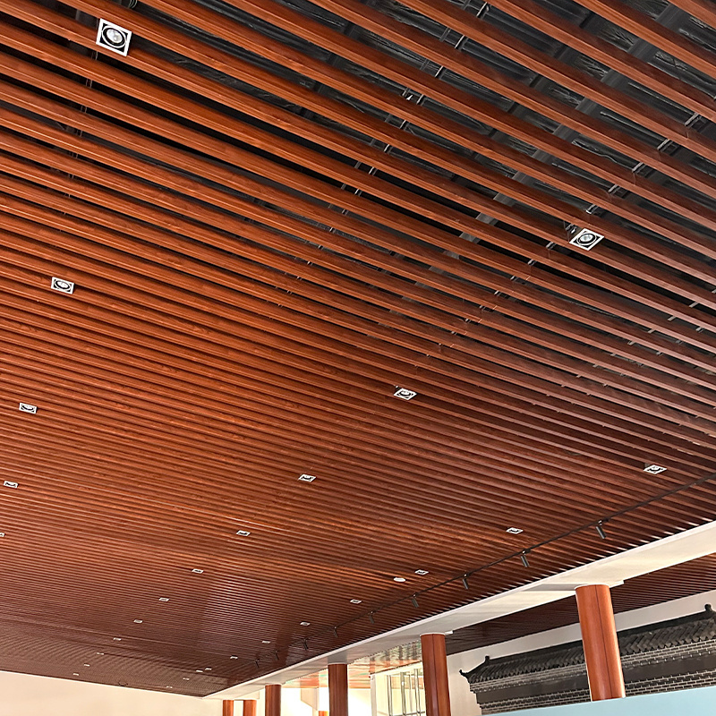 Waterproof Fireproof WPC Ceilings Panels Faux Wood Hollow WPC Wall Panel Outdoor Roof Ceiling Board indoor decoration