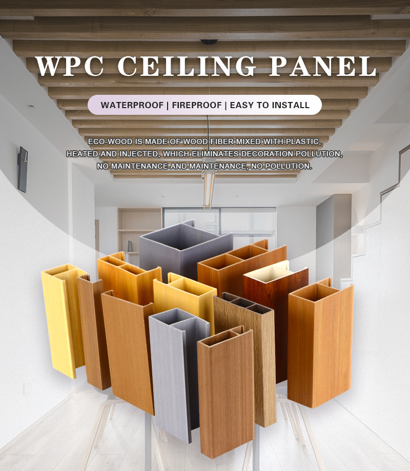 Waterproof Fireproof WPC Ceilings Panels Faux Wood Hollow WPC Wall Panel Outdoor Roof Ceiling Board indoor decoration