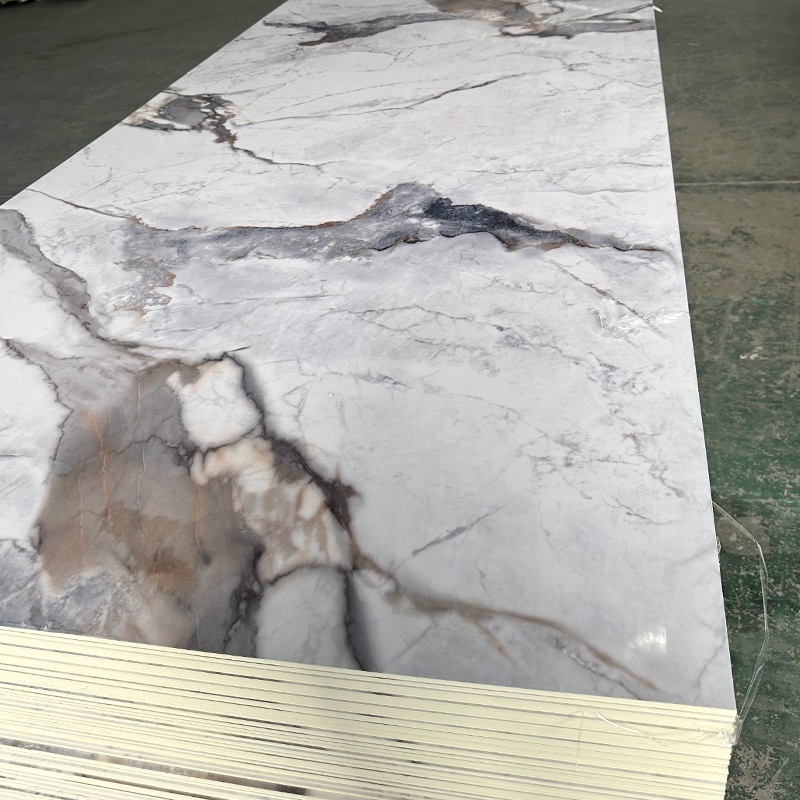 high glossy marble surface bamboo charcoal fiber board wood veneer pvc wall panel pvc marble sheet