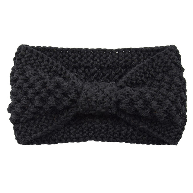 Winter Knitted Elastic Headbands Turban For Women Girls Knitting Hairband Crochet Bow Wide Headbands