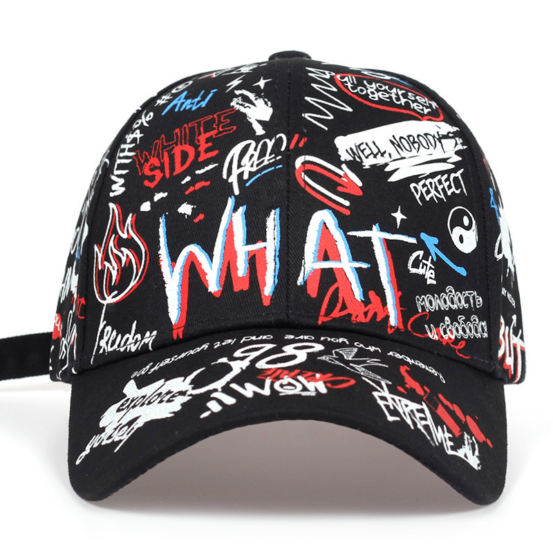 Summer Letter Print Sun Sport Hat Graffiti Doodle Baseball Cap For Man Women Hip Hop Hat Adjustable