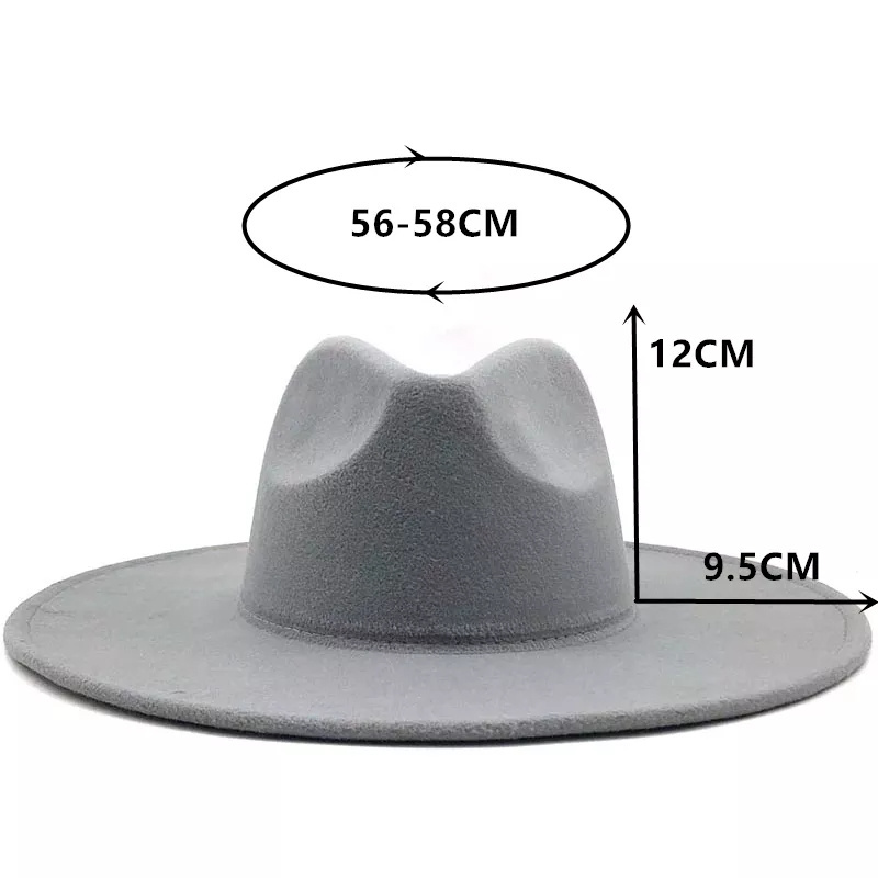 9.5CM Wide Brim Big Fedora Hat Winter Spring Fedora Hat Women Man