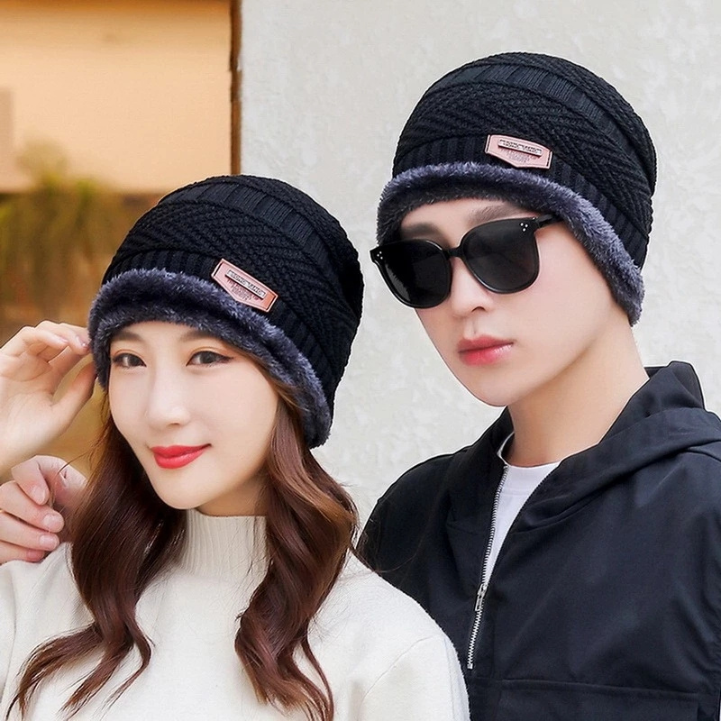 High Quality Winter Beanie Hat Scarf Set Warm Knit Hat Thick Fleece Lined Winter Cap Neck Warmer for Men Women