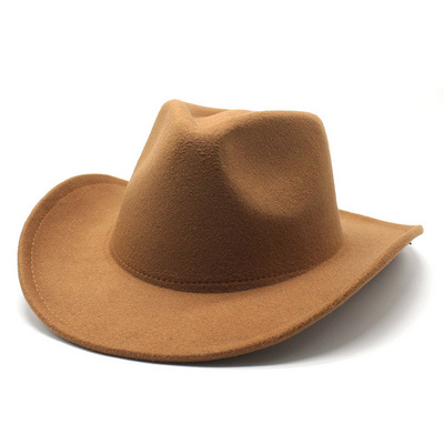 Fashion Classic Solid Color Felt Wide Brim Fedora Hat for Women Men Western Cowboy Hat Jazz Caps for Party