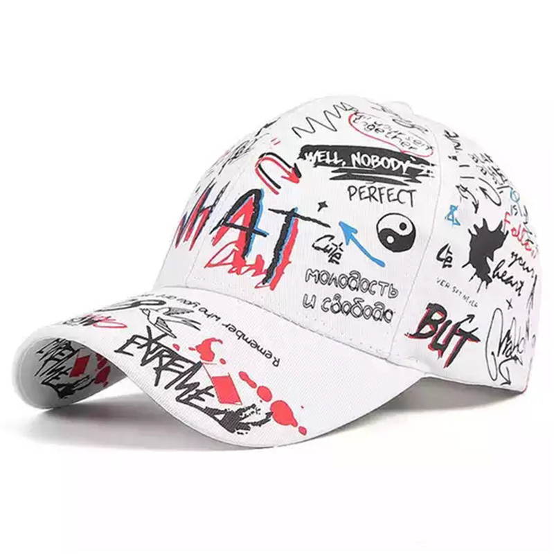 Summer Letter Print Sun Sport Hat Graffiti Doodle Baseball Cap For Man Women Hip Hop Hat Adjustable