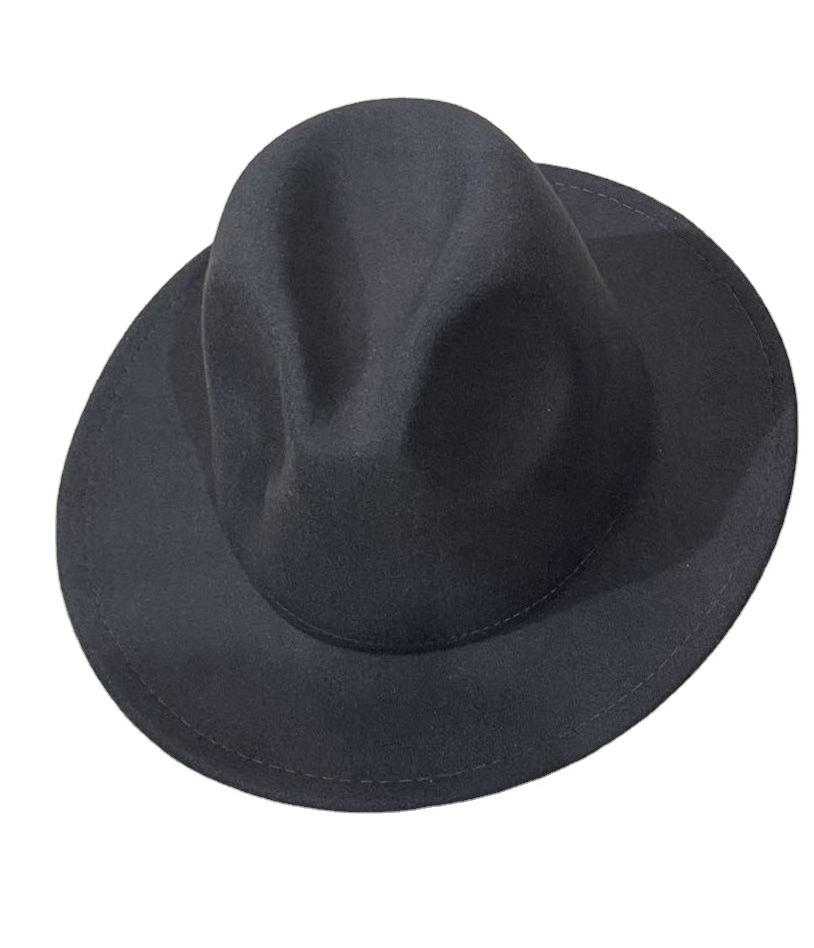 New Trendy 7cm Wide Brim Trilby Fedora Jazz Cap 100% Wool Floppy Panama Hat