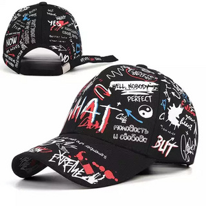 Summer Letter Print Sun Sport Hat Graffiti Doodle Baseball Cap For Man Women Hip Hop Hat Adjustable