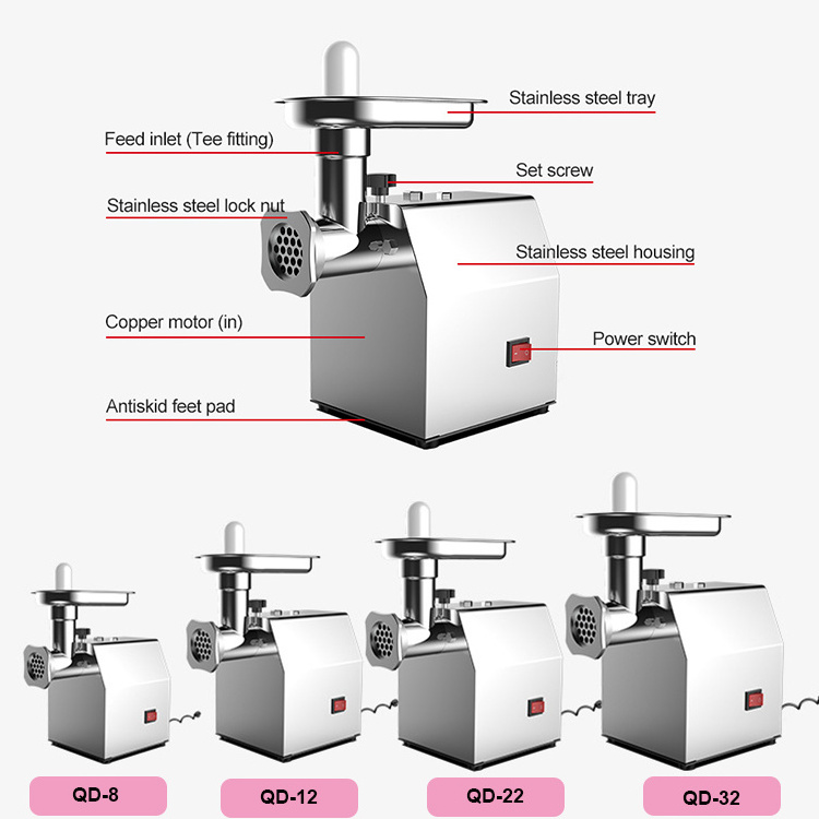 Pork Chopper QD-8 Small Electric Meat Grinder  Forward-Reverse Switch Mincing Machine For Making Minced Beef