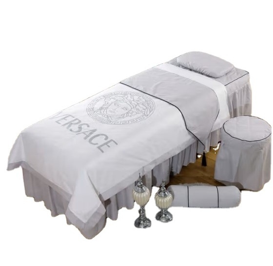 Luxury Super Soft 100% polyester Massage Bedspread SPA Bedding Set with Headrest Cover Hospital beauty bedspread