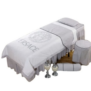 Luxury Super Soft 100% polyester Massage Bedspread SPA Bedding Set with Headrest Cover Hospital beauty bedspread