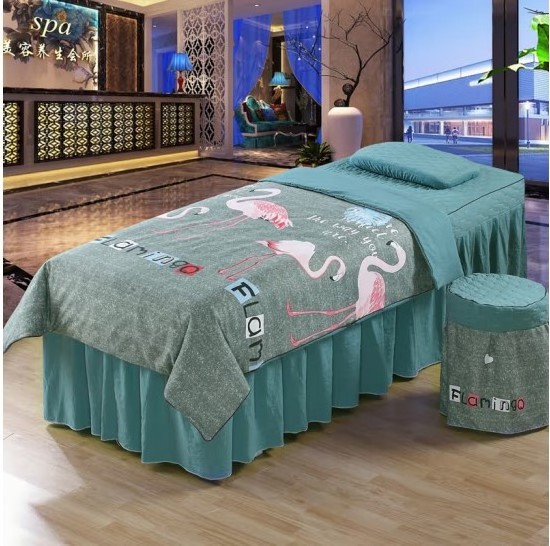 Luxury Super Soft 100% polyester Massage Bedspread SPA Bedding Set with Headrest Cover Hospital beauty bedspread