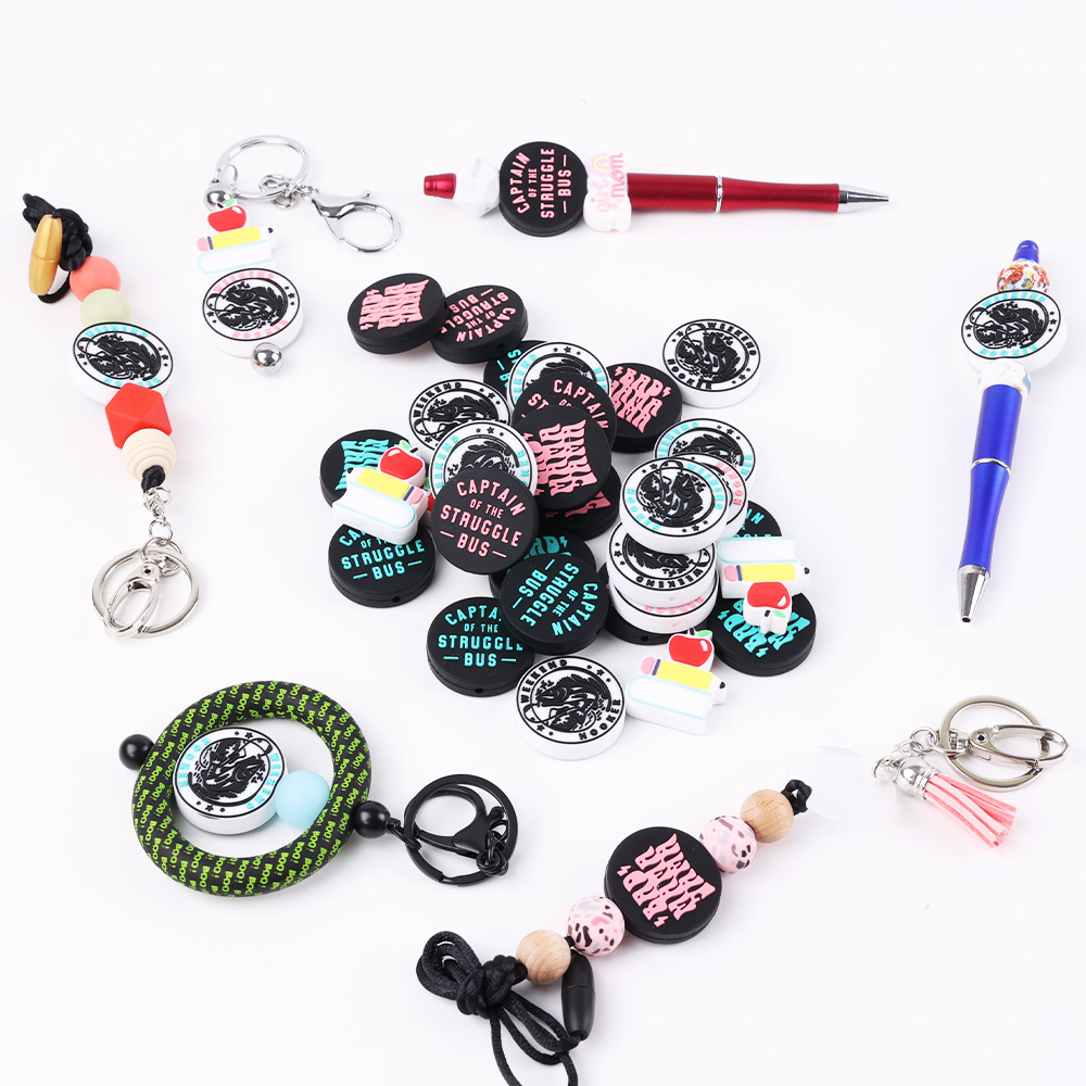 Eco-friendly Soft Holiday Diy Wristlet Keychain Bracelet Focal Beads Bpa Free Custom New Silicone Focal Beads For Pen Making