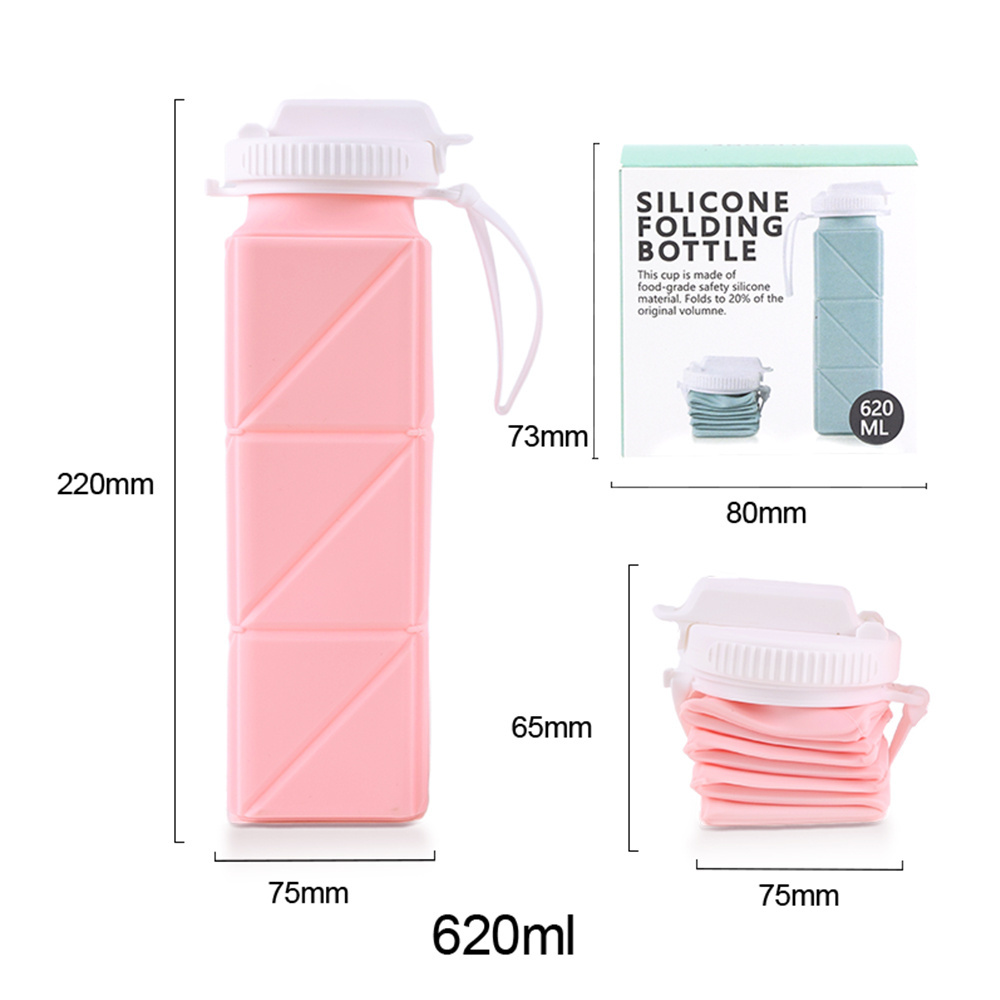 Custom Logo Foldable Silicone Festivals Water Drink Bottles Gym Sport Collapsible BPA Free Silicone Water Bottle For Kids School