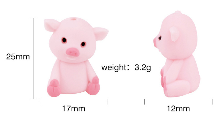 Custom Wristlet Keychain Bracelet 3d Pig Animal New Focal Silicone Beads Bpa Free Focal Beads Silicone For Pen Making