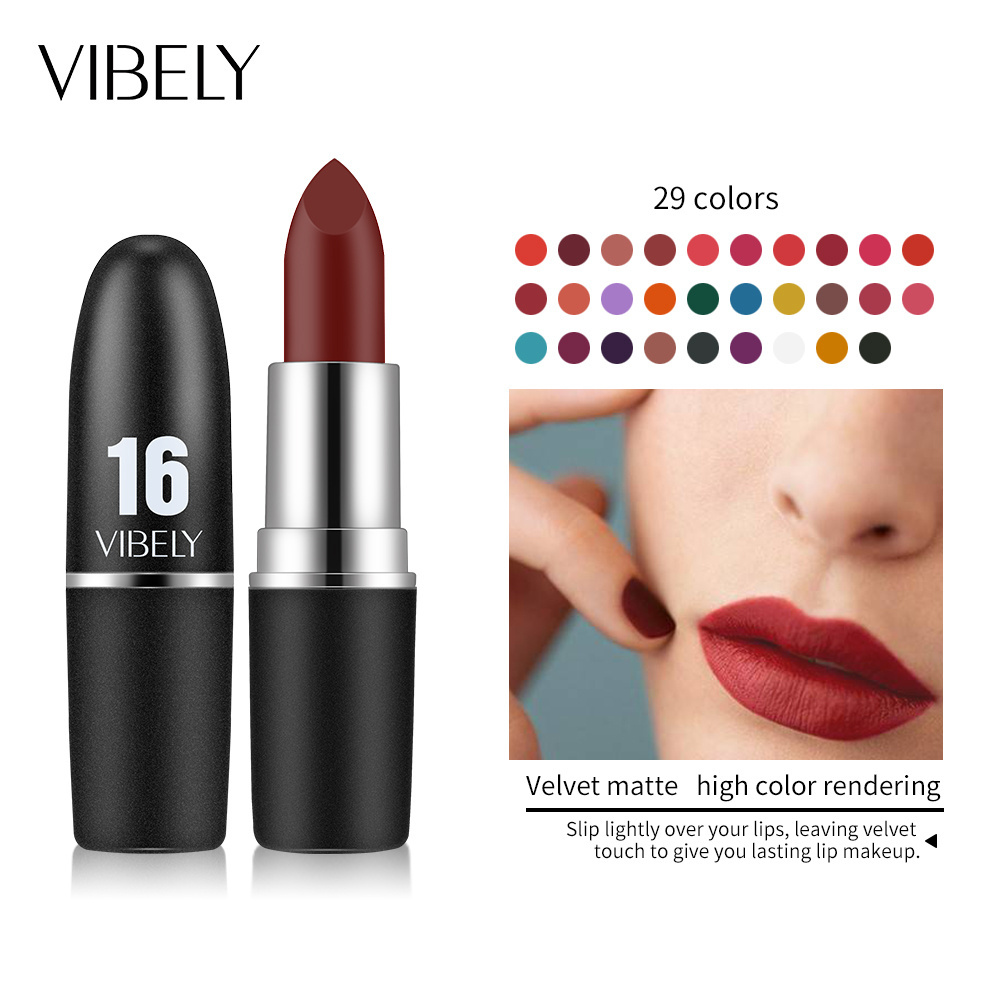 Wholesale Private Label Makeup Lipstick High Pigment 29 Color Waterproof Long Lasting Non Sticky Velvet Matte Bullet Lipstick