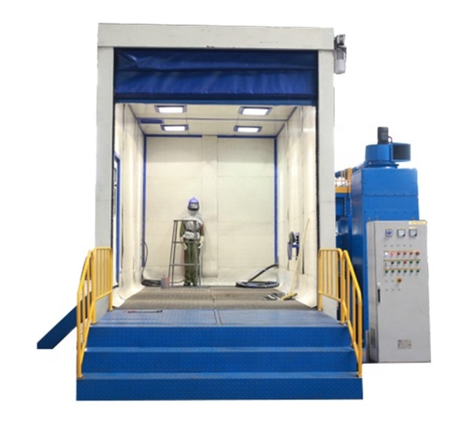 Indoor air sand blasting cabin/shot blasting room for auto spare parts/sand blast booth