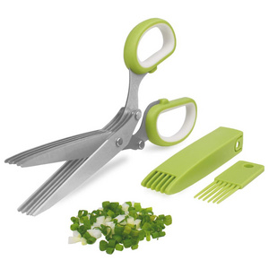 Wholesale new design multipurpose  5 blade convenient kitchen tool metal herb shears cutter