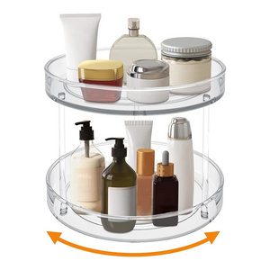 2 Tier Lazy Susan Turntable Spice Rack Organizer for Kitchen Cabinet,Tiered Tray Decorative Trays Organizer for Pantry